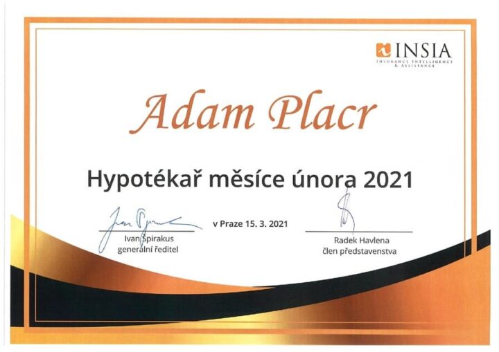 Ing. Adam Placr - Hypotékař měsíce února 2021