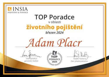 Ing. Adam Placr - TOP Poradce v oblasti životního pojištění - březen 2024